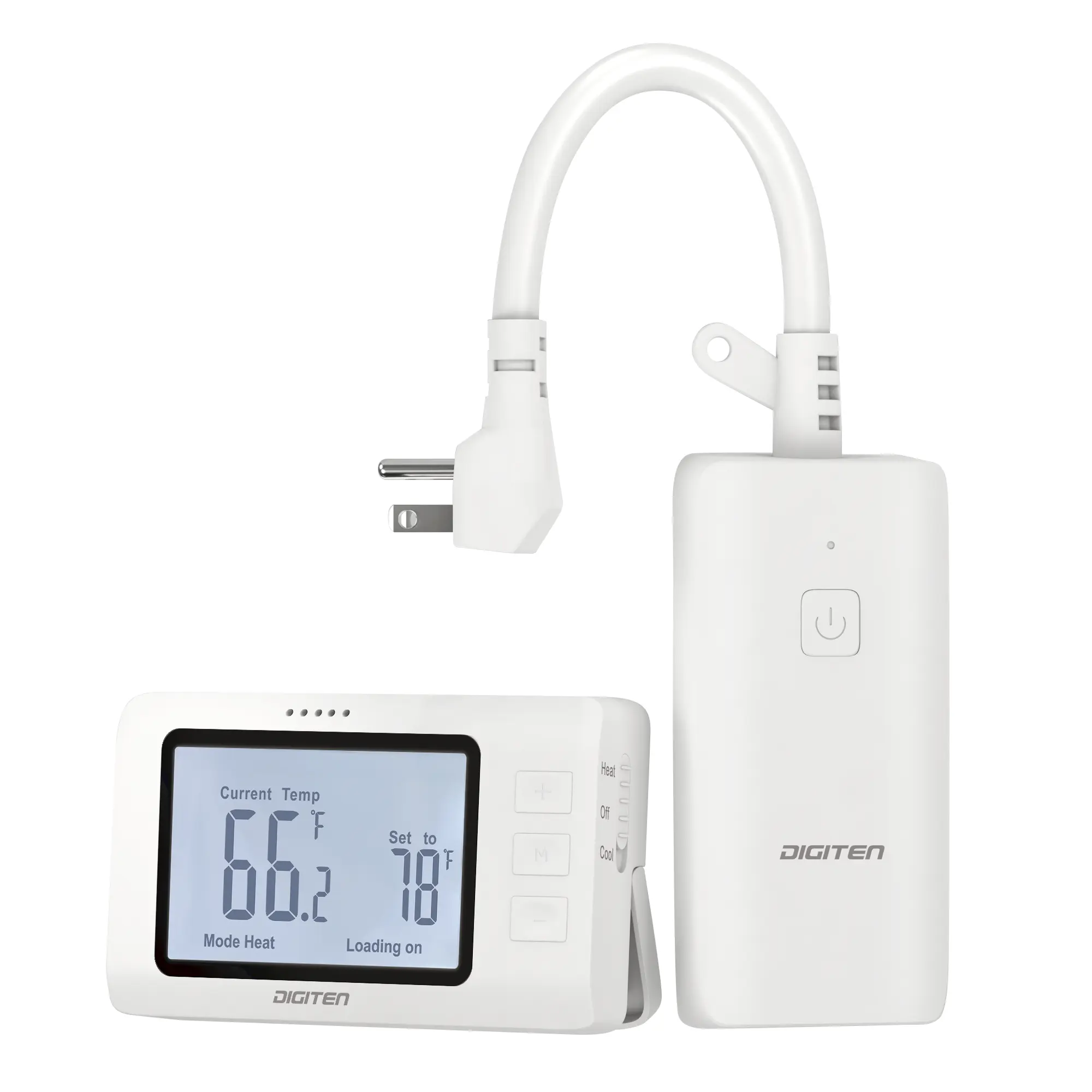 DIGITEN wireless remote temperature controller, 110V 1800W, with heating/cooling modes, suitable for temperature control plugs for electric heaters, window air conditioners and fans.