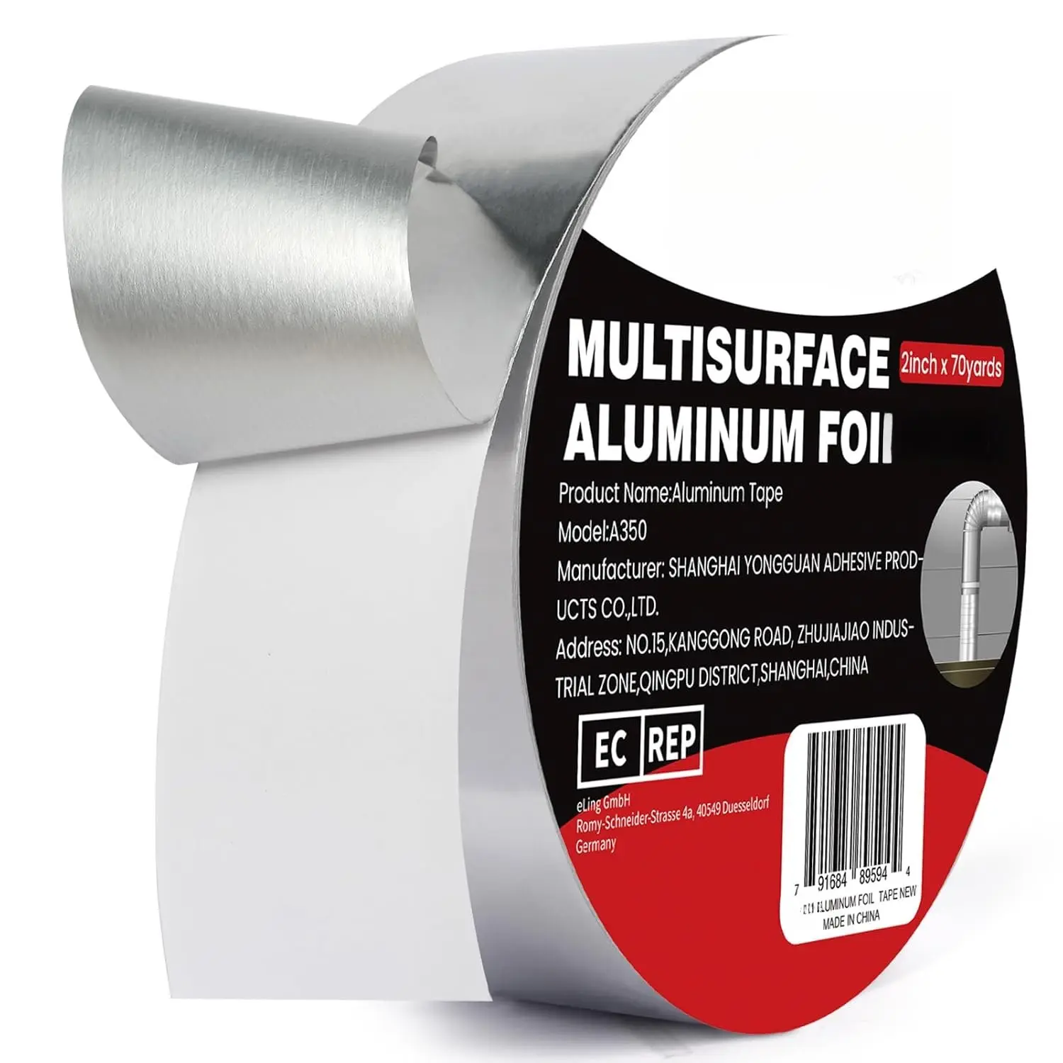 Heavy Duty  Foil  2 Inch x 210 (70 Yards) - Heat Resistant & Waterpro  Duct  - High-Temperature HVAC  for Ductwork, Sealing, Insulation, and Repairs
