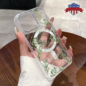 Magnetic Phone Case Supports Wireless Charging for iPhone 15 16 14 Pro Max 13 12 11 XR XS Plus E Forest Full of Stars Pattern Non-Yellowing Silicone Transparent Acrylic Large Hole Drop Protective Cover