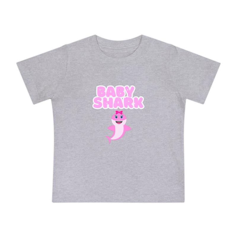Babygirl BabyShark Short Sleeve T-Shirt - 100% Airlume Combed and Ringspun Cotton - Crewneck