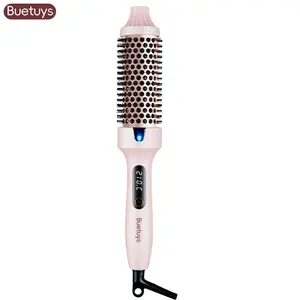 Buetuys 3-in-1 Curling Iron Brush Blowout Boost Thermal Brush with LED Display 300℉-420℉ for Different Hair Types 120-240V Universal Voltage 1.5" Diffuser & Straightener for Salon-Quality Curls Anti-Frizz Hair Styling Tools - Curler