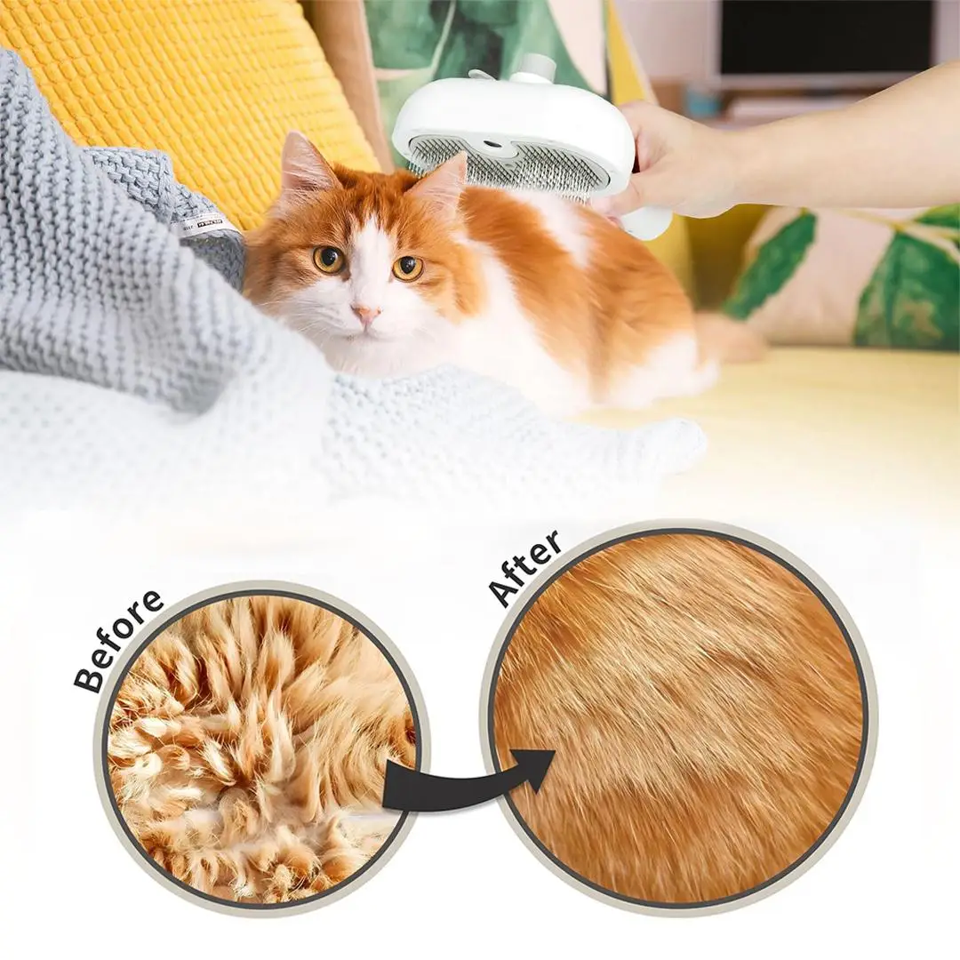 【A9】One-Touch Pet Hair Remover Brush – Shedding Comb with Spray, Gentle Massage & Deep Cleaning for Furry Friends-cmpw