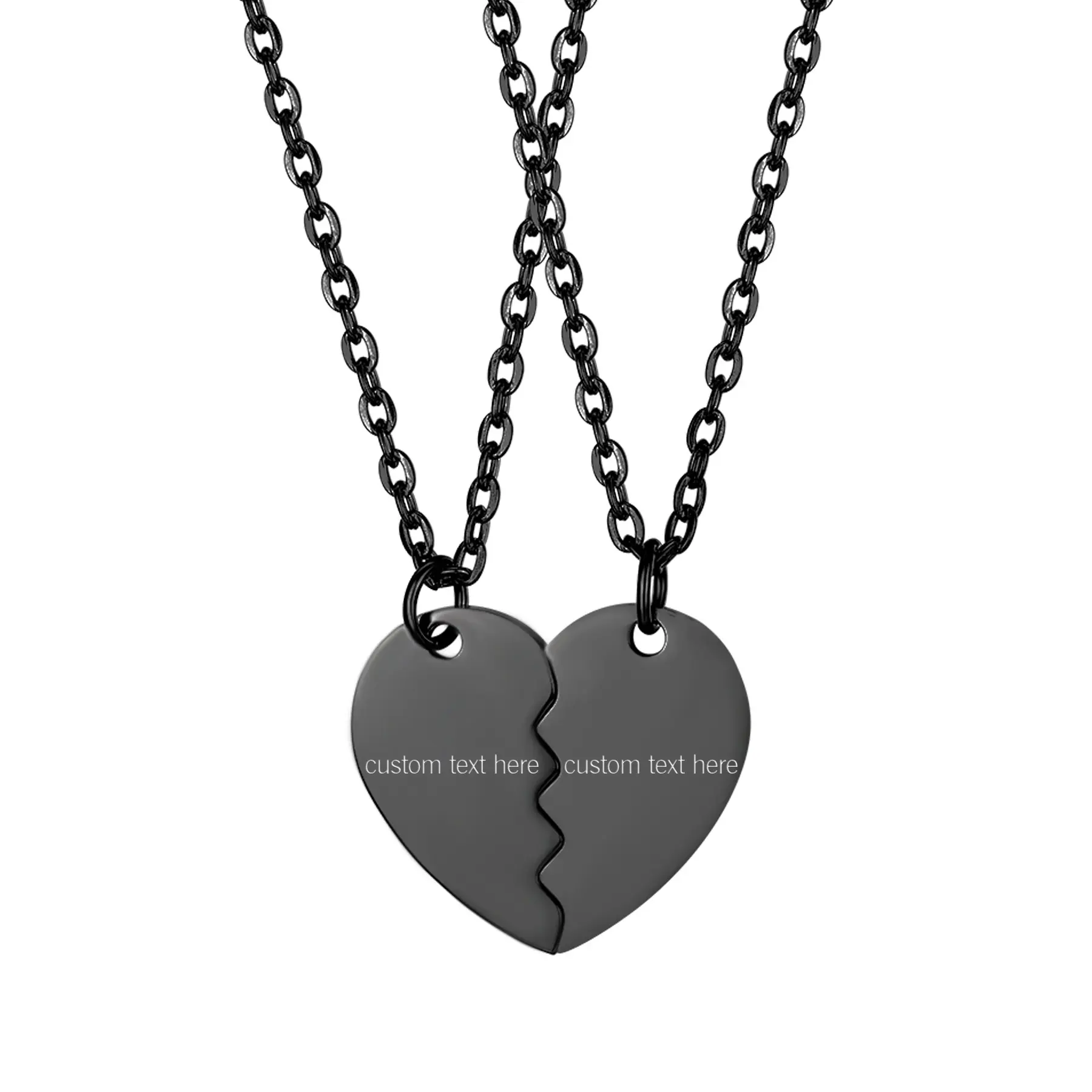 OIDEA "Weirdo 1-Weirdo 2" Long Chain Heart Element Cable Chain Necklaces Set, Hypoallergenic Stainless Steel Personalized Friendship Jewelry for Best Friends, Roommates, Personalized Jewelry, Heart Shaped Design Necklaces, Pendant, 1.1 Inches, Two Piece S