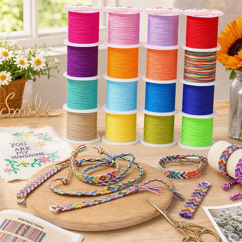 Nylon String for Bracelets 20 Rolls Multicolor Bohemian Knotting Cord for Kumihimo Braided Jewelry Making Macrame Craft 0.8mm Diameter 25 Yards Per Roll