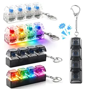 1/2 PCS LED Light Keyboard Fidget Toy, 4-in-1 Button Clear Finger Clicker Fidget Keychain, Stress & Anxiety Relief Decompression Toy for Adults – Ideal Gift for Friends, Colleagues and Family