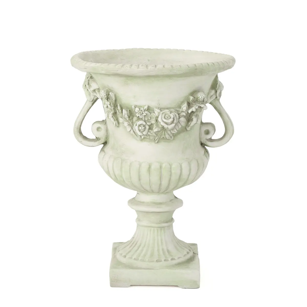 17.3"x17.3"x24" MGO Lightweight Concrete Garden Urn Planter, Handmade Decorative Flower Pot, No Assembly Required Garden Accessories for Patio Backyard Flower Displays, Flower Garden Accessories