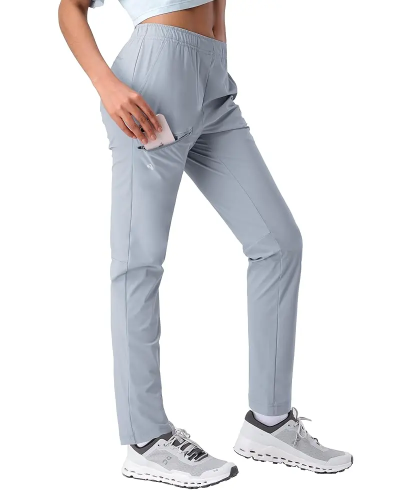 [Pioneer Camp] Women's Hiking Pants UPF 50+ Elastic Waist Drawstring Ultra-Stretch Lightweight Outdoor Cargo Pants for Travel