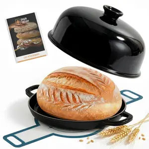 Enameled Cast Iron Bread Oven Black with Durable Design and Versatile Cooking Features