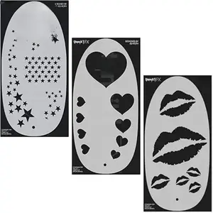 STENCIL1FX 3 Pack - Star Witness + Hearts + Kisses - Stencil Eye Makeup Stencil for Costumes, Dress Up, Halloween, Cosplay, Arts, Face Painting