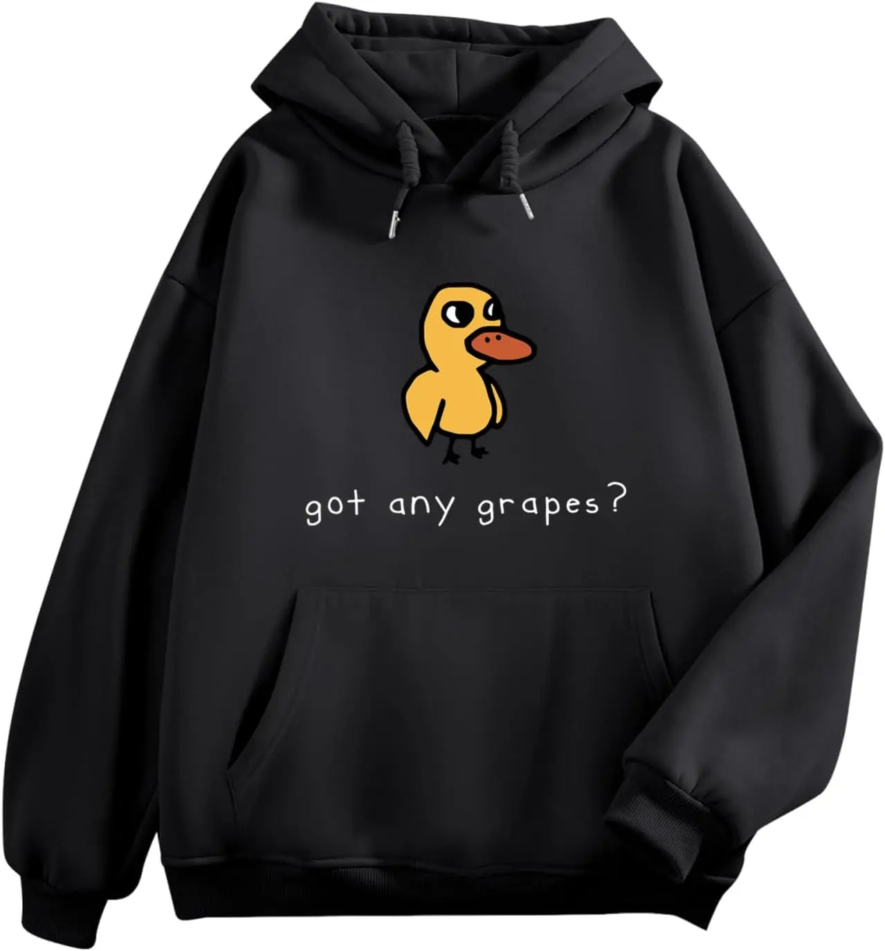 Oversized Cute Duck Graphic Hoodie Kawaii Cartoon Funny Letter Print Pullover Sweatshirt with Pocket