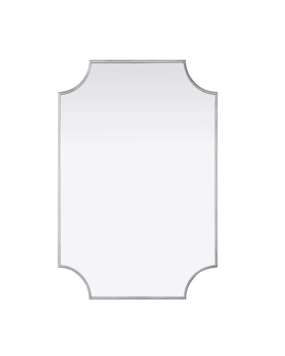 Elegant Kitchen & Bath MR3D2436SIL 24 x 36 in. Rectangle Notched Metal Mirror, Silver