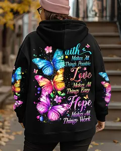 Faith Hope Love Butterflies Women's All Over Print Shirt / T-shirt Sweatshirt Hoodie Zip Hoodie