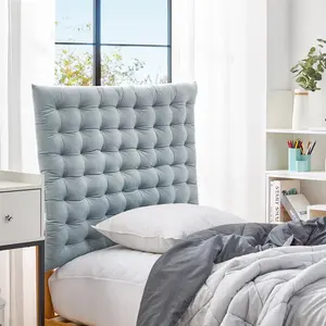 Rainha Cushion Tufted College Headboard - Light Gray Velvet