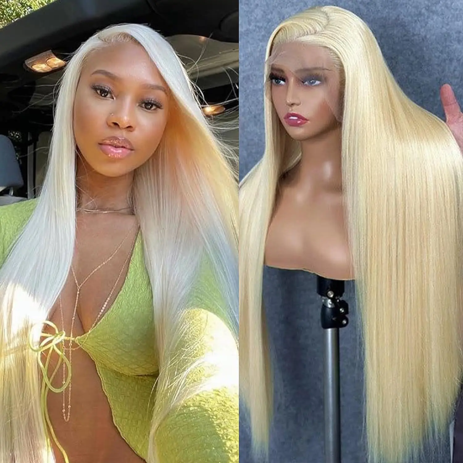 GK 13x6 HD Straight Blonde Lace Front Wigs - Human Hair Pre-Plucked | 150 Density | Glueless Wigs | Baby Hair | 613 Human Hair Lace Frontal Wigs for Women | Achieve a Stunning Look 32 Inch