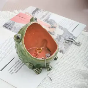 Creative Ceramic Large Mouth Frog Storage Ornament, Jewelry Box Ashtray, Kitchen Home Desktop Decor, Unique Craftsmanship Piece