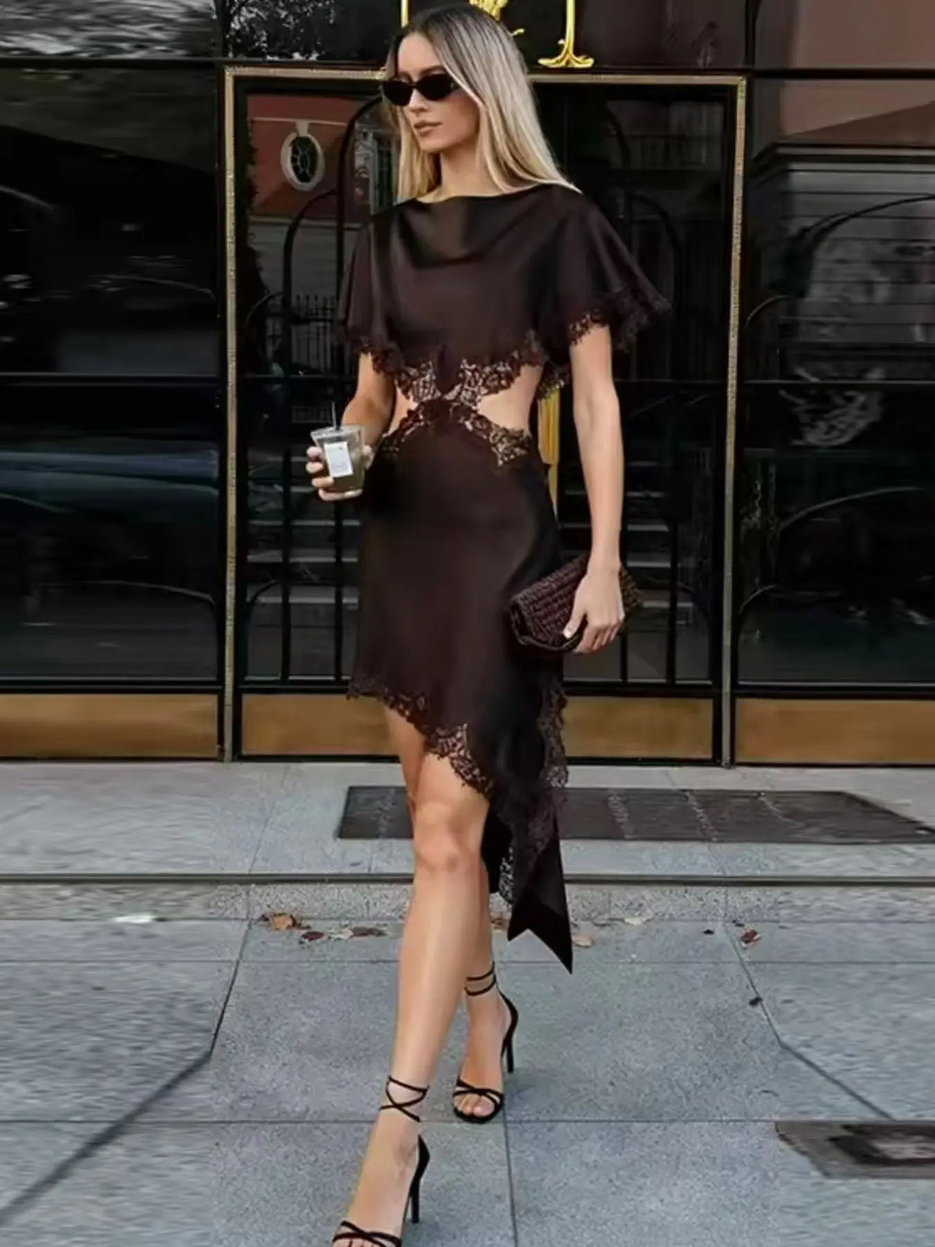 Sexy Women's Asymmetric Lace Satin Dress Elegant Midi Black Brown Dresses O-Neck Cape Sleeve Cut-Out Vestidos Female Prom Party Evening Dress Formal Wear - TikTok Shop Sexy Women's Asymmetric Lace Satin Dress Elegant Midi Black Brown Dresses O-Neck Cape Sleeve Cut-Out Vestidos Female Prom Party Evening Dress Formal Wear - TikTok Shop