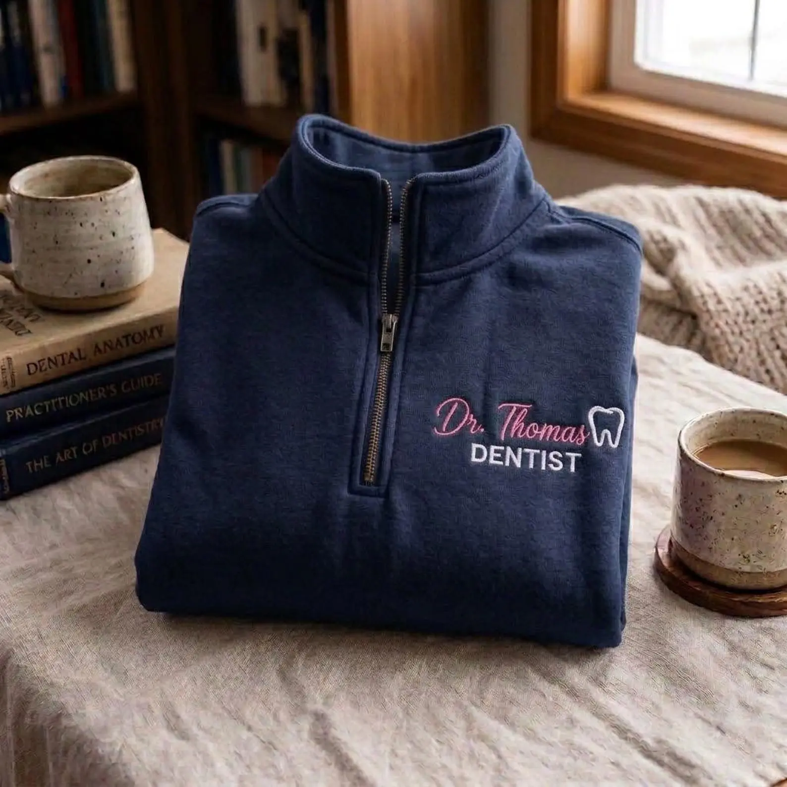 Personalized Dentist Quarter Zip Sweatshirt, Custom Dentist Embroidered Sweatshirt, Dental students Sweatshirt, Dental Professional Gift