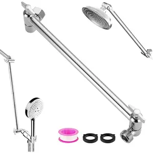 Rain Shower  Extension Arm Stainless Steel Adjustable Shower Extension Arm 12 In Shower Extender for Rain  and Handheld Shower  G1/2 Universal Connector Compatible