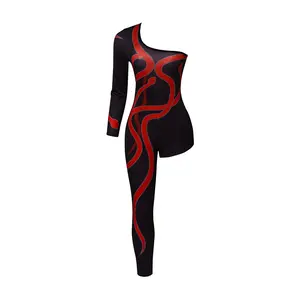 Tour costumes, sexy printed jumpsuits, concert stage performances, jumpsuits, Halloween carnival costumes