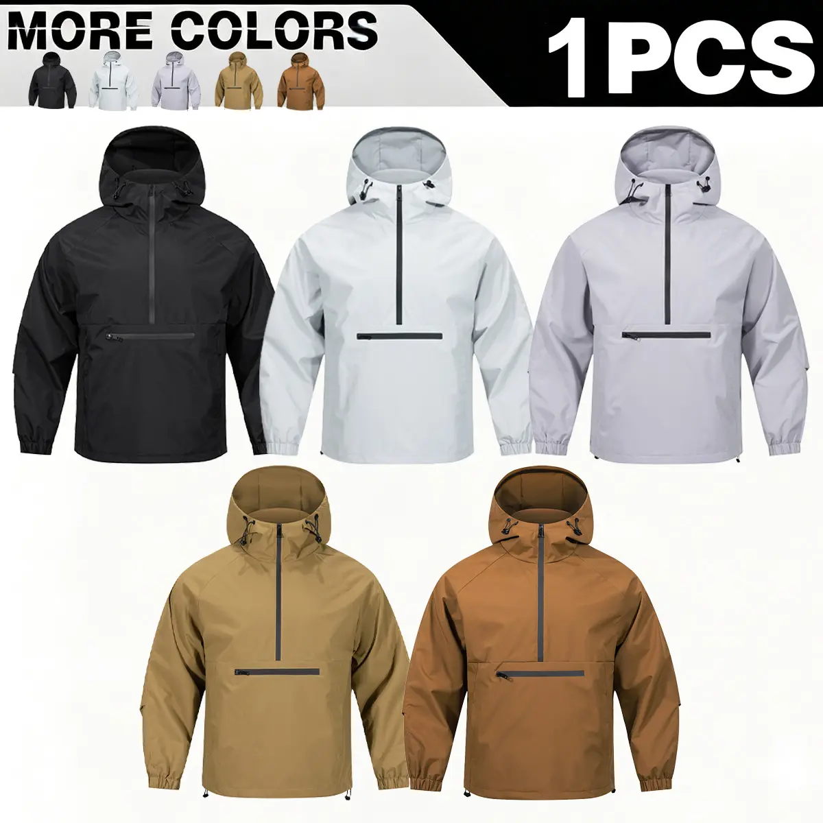 Men’s Mountain-Style Half-Zip Hooded Softshell Jacket for Outdoor Hiking, Multi-Pocket Functional Jacket