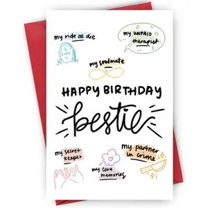 Happy Birthday Card with Envelope, 1/3/5 Counts Best Friend Birthday Card, Greeting Card for Friend, Birthday Gift for Friend