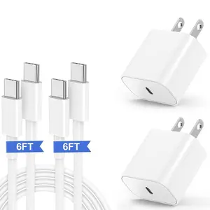 2-Pack 20w Super Fast with 6ft USB-C Cable, Compatible with iPhone 17/16/15 Pro Max AirPods iPad, Supports Fast Charging Supported & Data Transfer