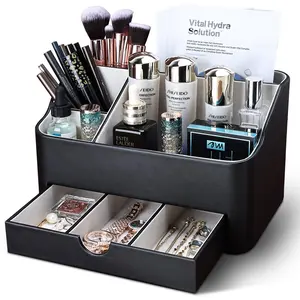 Cosmetic Storage Box with Drawer, Multi Grid Makeup Organizer, Beauty Supplies Organizer, Cosmetics Organizer Storage, Makeup Storage Box for Dressing Table Bathroom, Home Organizer