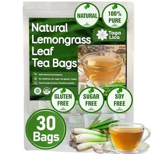 Lemongrass Tea Bags, 100% Natural & Pure Lemongrass leaves, Eco-Conscious Tea Bags, Lemongrass Herbal Tea. Lemongrass Leaf Tea. No Sugar, No Caffeine, No Gluten, Vegan. Beverage