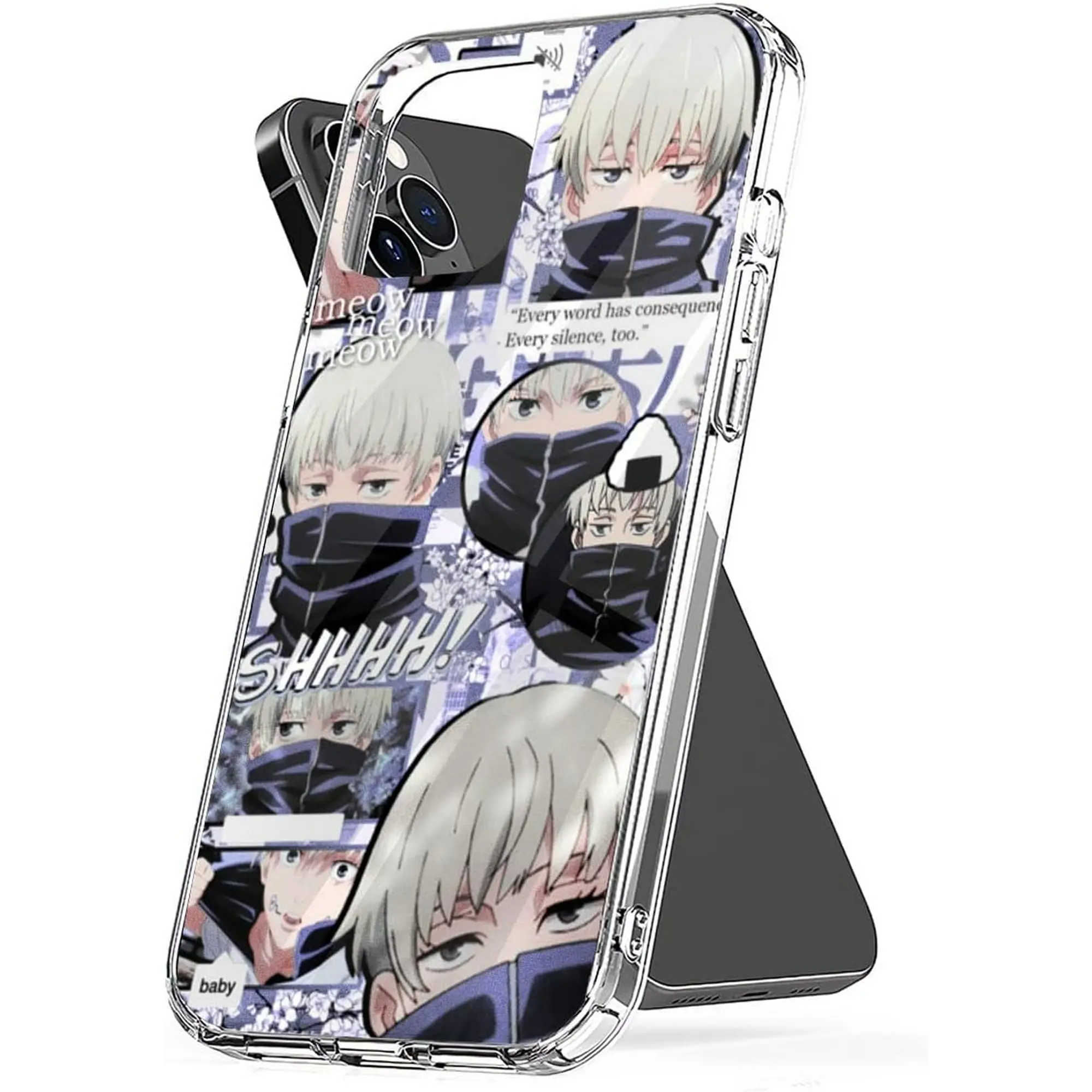 Phone Case Jujutsu Scratch Kaisen Toge Inumaki Cute TPU Meow Collage Compatible with iPhone SE 7 8 X XR 11 12 13 14 15 16 Plus Mini Pro Max Samsung Galaxy Note S9 S10 S20 S21 Ultra Plus Cellphone Protective