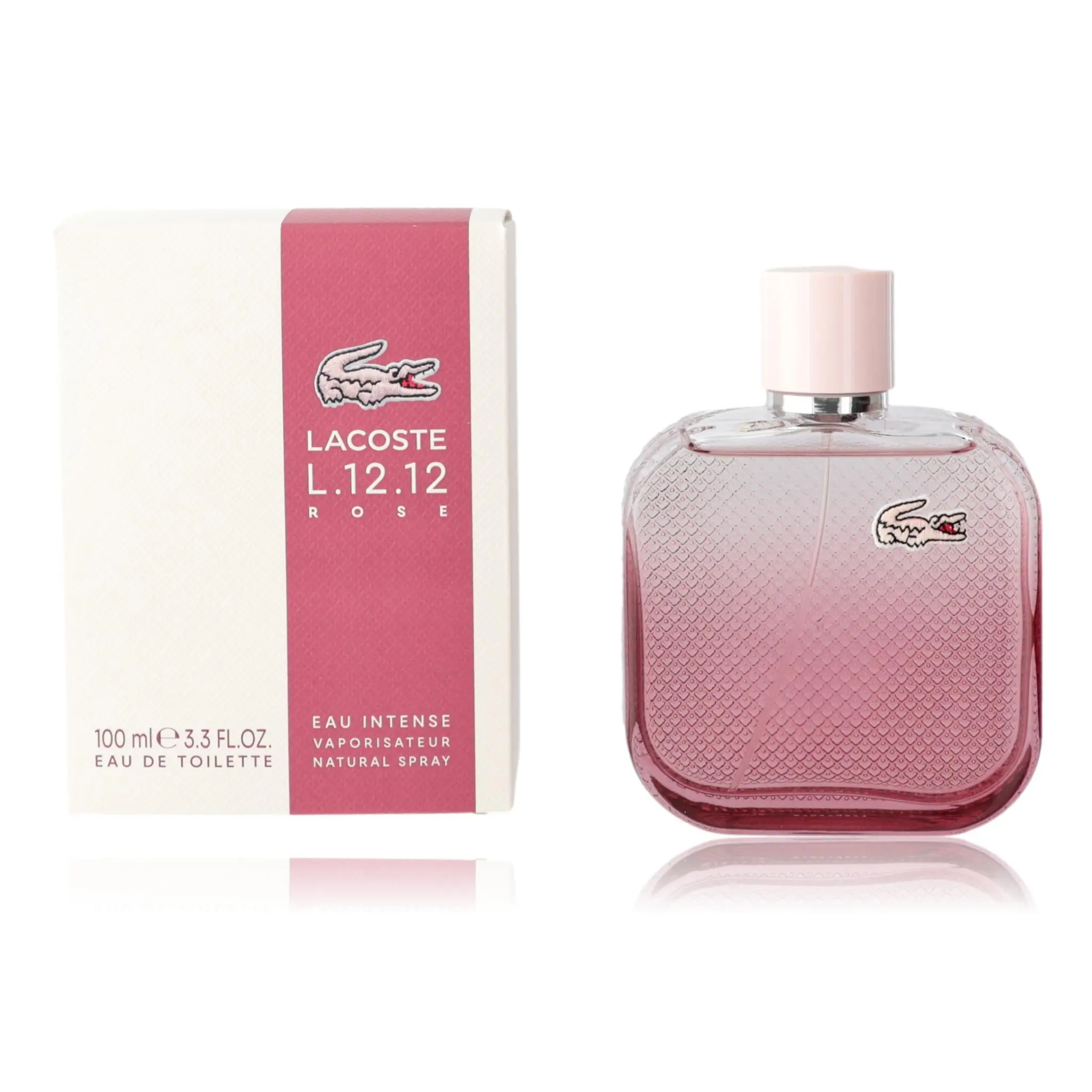 Lacoste L.12.12 Rose Women's Eau de Toilette Spray - 3.3 fl oz, Cedar, Citrus, Floral, Musk Notes, Bottle, Wood