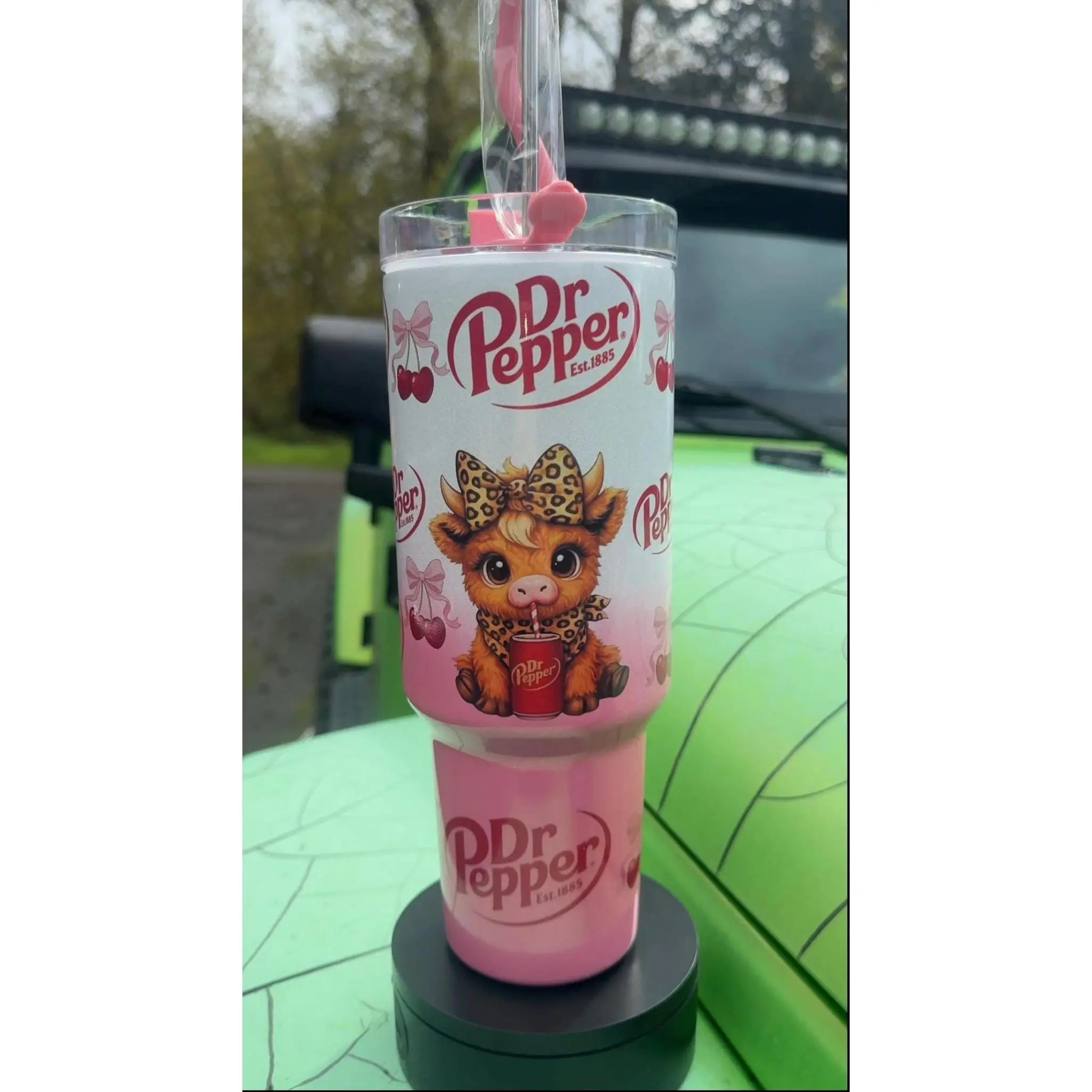 Dr Pepper Tumbler, 40oz Tumbler, Coquette Design, Christmas Gift, 40oz Stainless Steel, Tumbler with Handle, Soda Design, Perfect Gift, Pink - scs18549