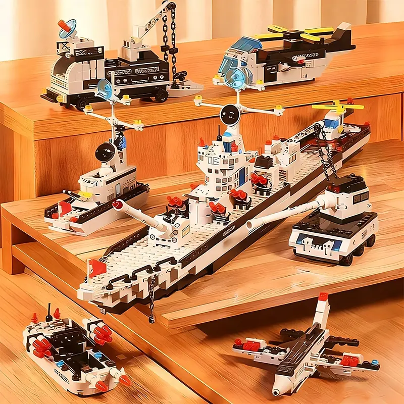 746pcs Aircraft Carrier Battleship Building Blocks Toy, DIY Model Kit, Educational Construction Set for Kids, Model Boat Kit, Durable Plastic Material
