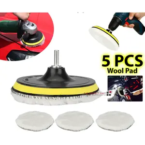 5PCS 6" Buffing Polishing Pad Wool Wheel Mop Kit for Car Polisher Drill Adapter Does not apply