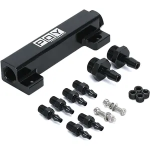 6 Port Vacuum Block Intake Manifold Kit Intake Fuel Wastegate Turbo Boost 1/8NPT for Racing Vacuum Manifold Black