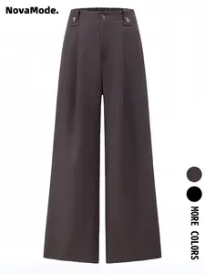 Women's High Waist Elastic Wide Leg Business Casual Pants, All-Season Long Trousers, Comfortable and Stylish Office Wear