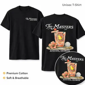 The Masters Augusta Georgia Golf T-Shirt Vintage Cocktail Graphic Tee Unisex Premium Cotton Shirt Soft Breathable Casual Golf Lover Gift Classic Tournament Style Streetwear Apparel