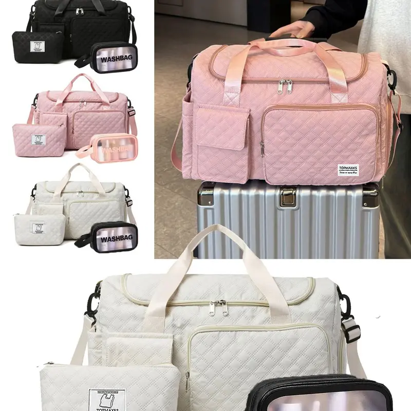 Three-piece travel bag set, niche design, multi-functional handbag, small bag and toiletry bag combination, large capacity, versatile, multi-color optional, suitable for short trips, outdoor camping, Road Trip Essentials, Travel Essentials Carryall