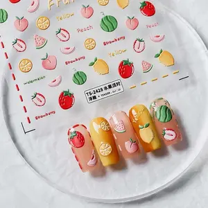 5D Fruits Nail Art Stickers, Strawberry, Watermelon, Peach Embossed Nail Stickers (274)