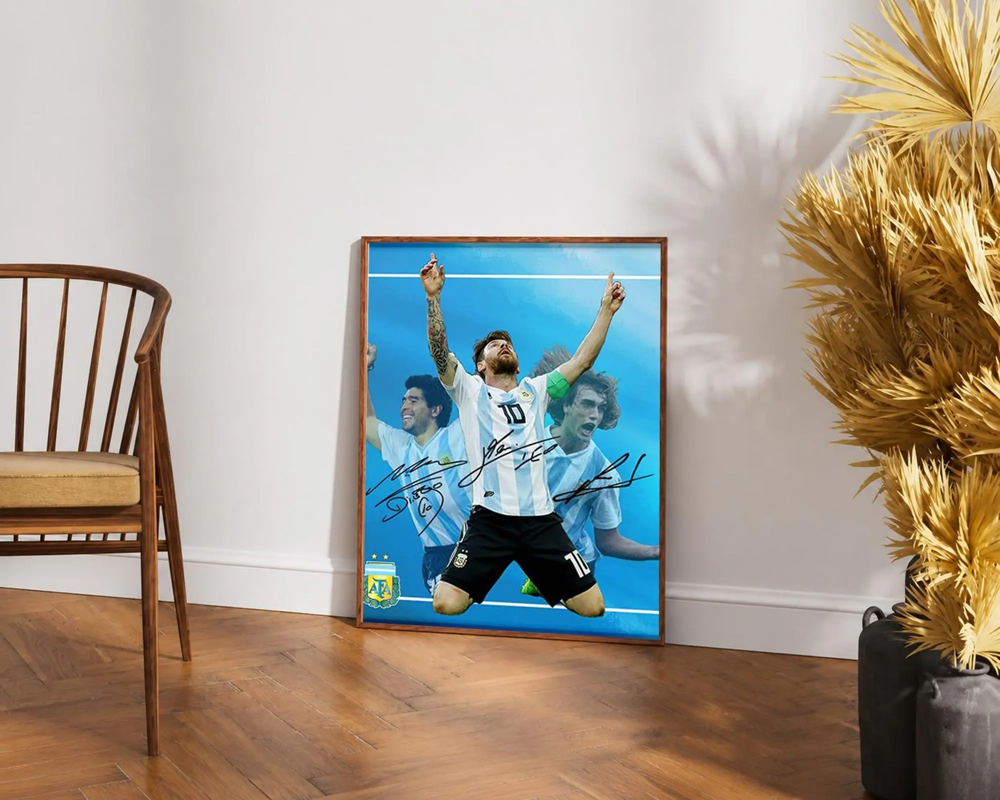 Lionel Messi Diego Maradona Signed Photo   Poster, Gift For Fans ( Unframed - Print Only )