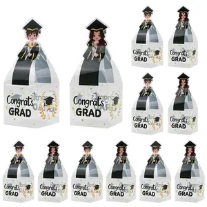 EverGlow Clear PVC Graduation Cap Candy Boxes, 2026 Grad Party Favor Boxes with Tassels, Miniature Doctoral Gown Gift Wrapping for Class of 2026 Sweets & Treats Presentation, Easy Assembly 24-Pack Party Table Decor