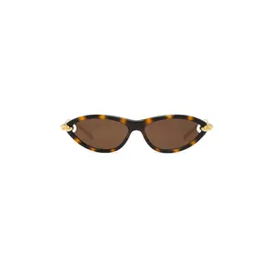 Bottega Veneta New Knot Sunglasses in Havana, Gold, & Brown