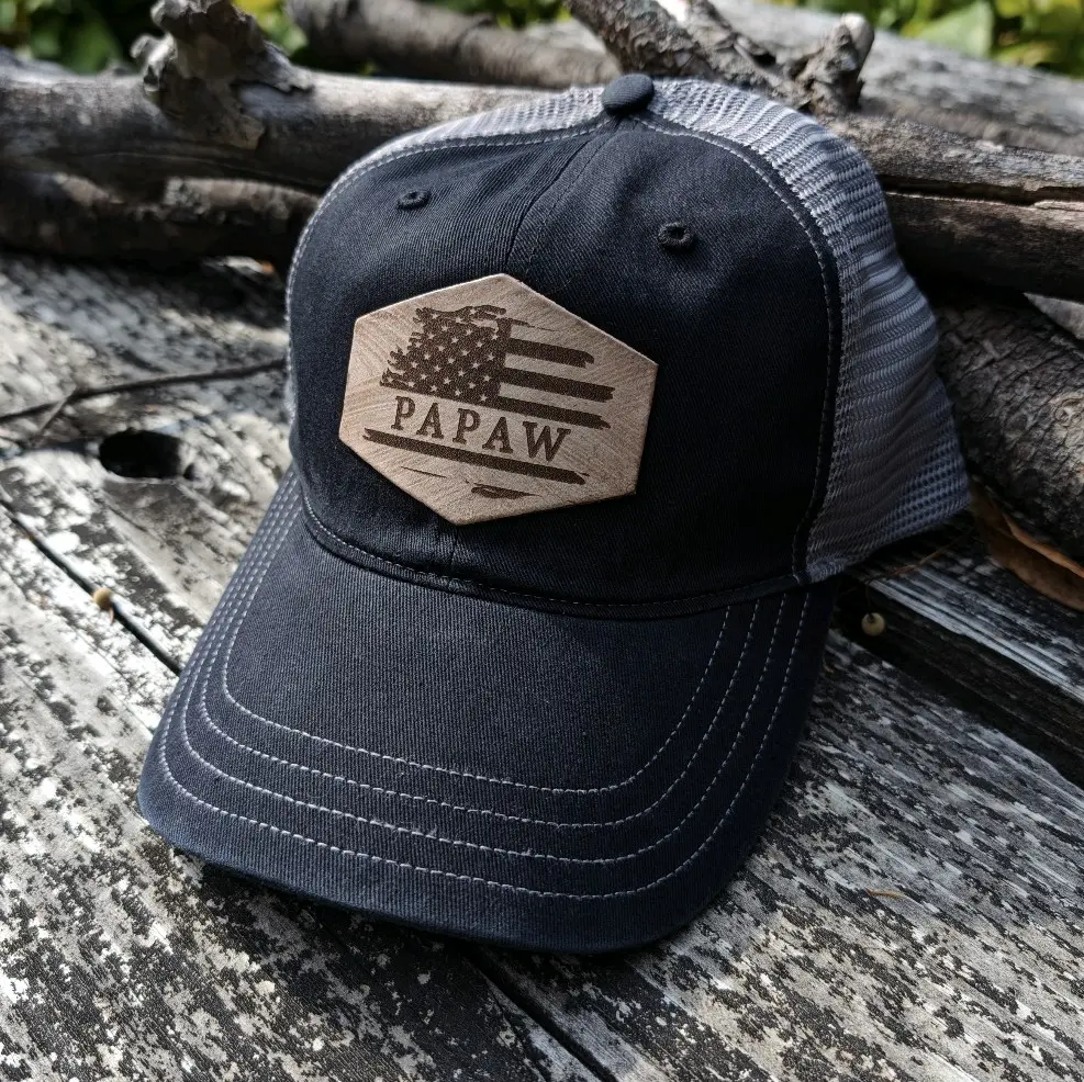 Personalized American Flag Papaw Snapback Hat