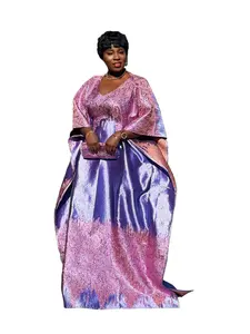 Imade Luxury brocade butterfly boubou dress with head tie