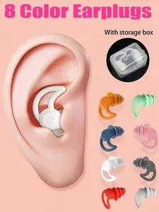 Silicone Earplugs, Noise Cancelling Waterproof Swimming Earplugs, Sleep Earplugs, Office Nap Earplugs, Travel Essentials with Storage Box, Swimming Accessories