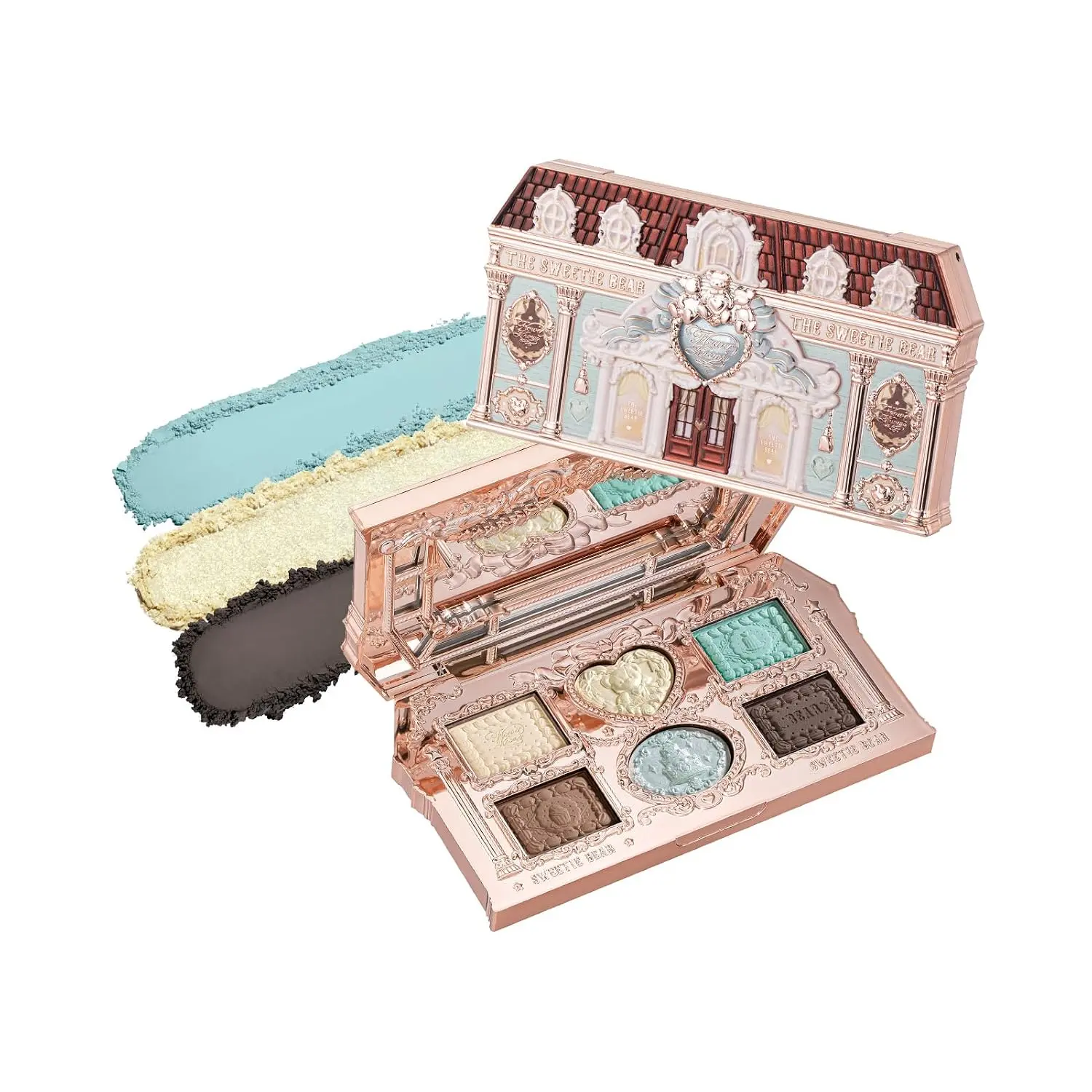The Sweetie Bear 6-Color Makeup Palette, Pastel Mint & Cream | 4 Matte and 2 Shimmer Shades, Smooth Blendable Powder Formula, Gift-Ready Collectible Compact, Vegan (03 Mint Chocolate)