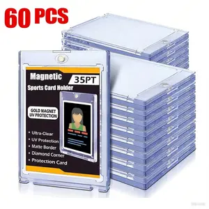 60pcs Magnetic Card Holder 35pt One Card Holder Touch for Trading Cards Protection Magnetic Cards Case for Baseball cards holder card Protectors Hard Plastic Display Sleeves Case for Game Sports cards