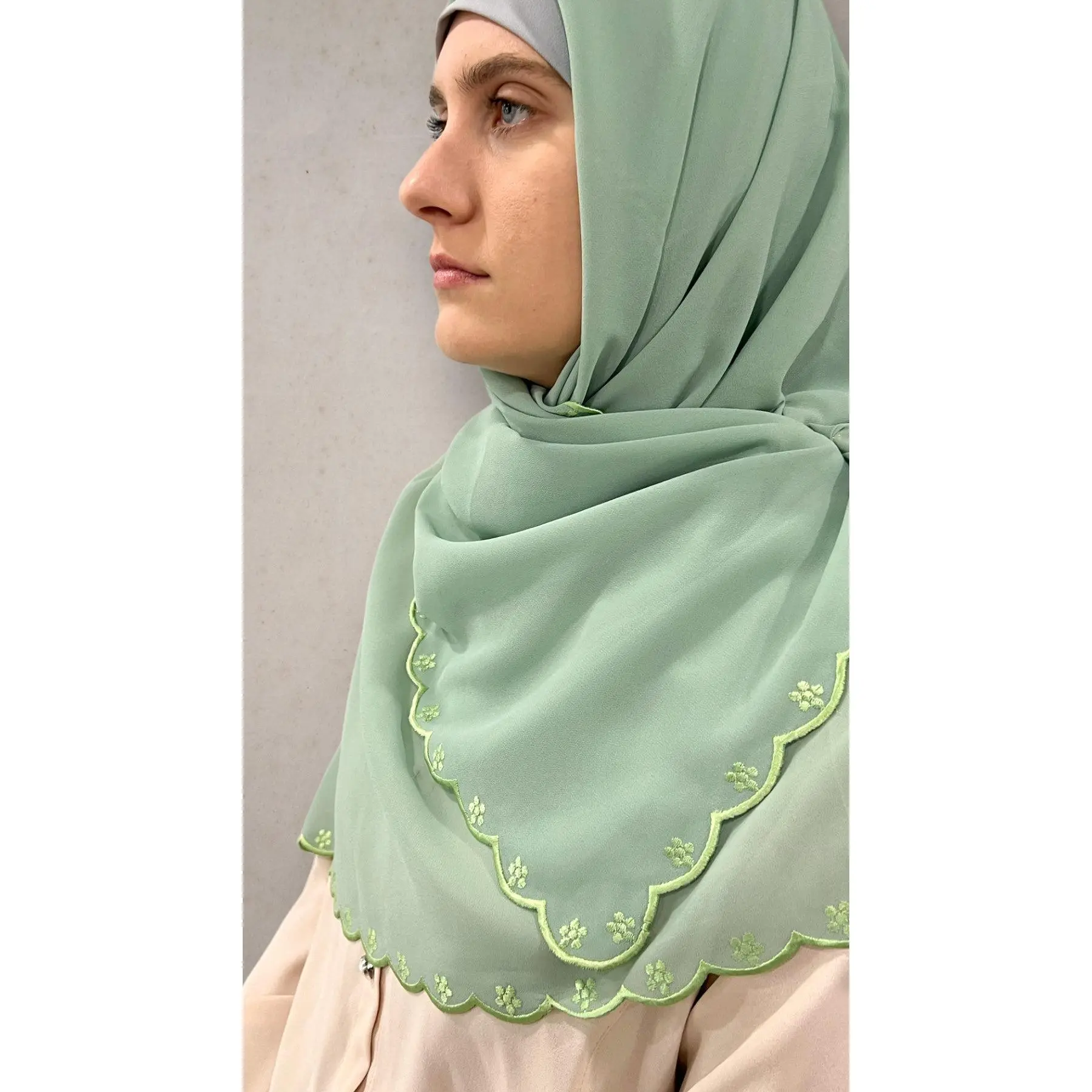 Square Chiffon Hijab - Light Green