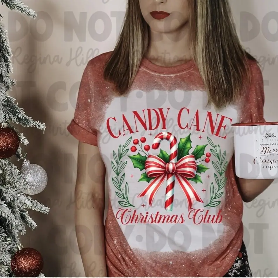 Bleached Christmas Shirt Candy Cane Club