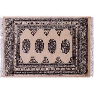 Ivory Silky Bokhara Hand-Knotted Wool Rug 2' 1" X 3' 0" - Q23852