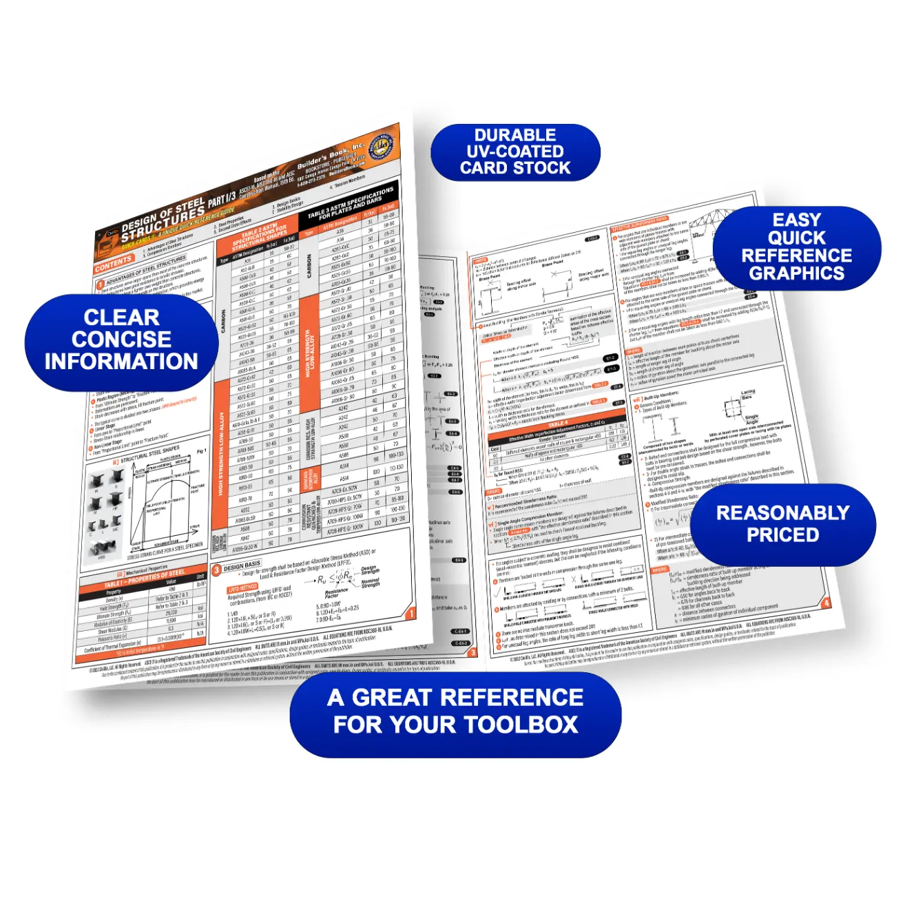 Design of Steel Structures Quick-Card Part 1/3  based on ASCE 7-16,  AISC 360-16 and AISC Construction Manual 15th Ed.